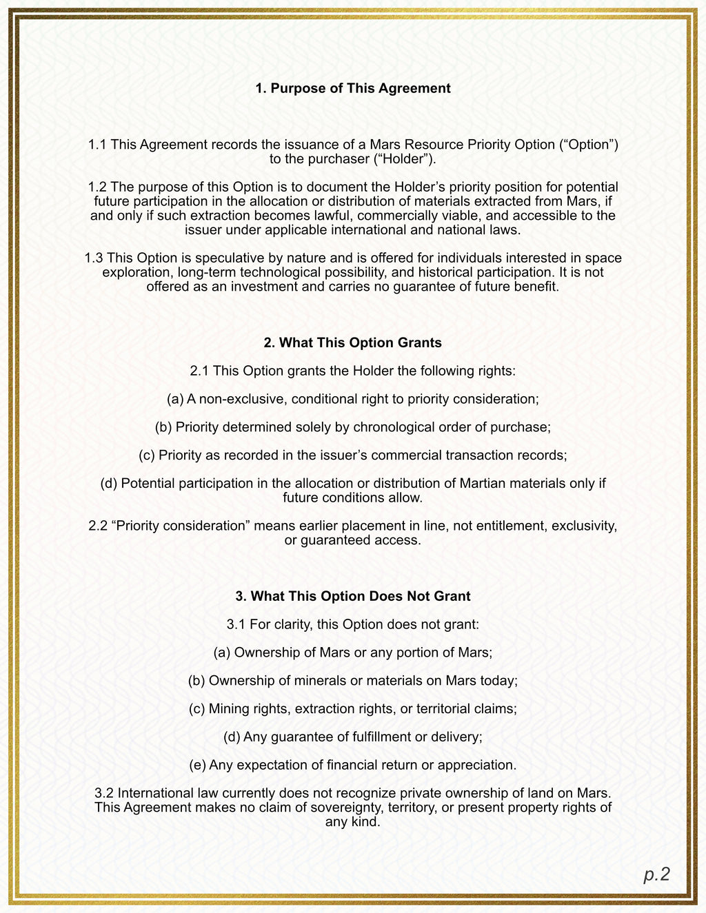 Mars Options Certificate (Download In Description)