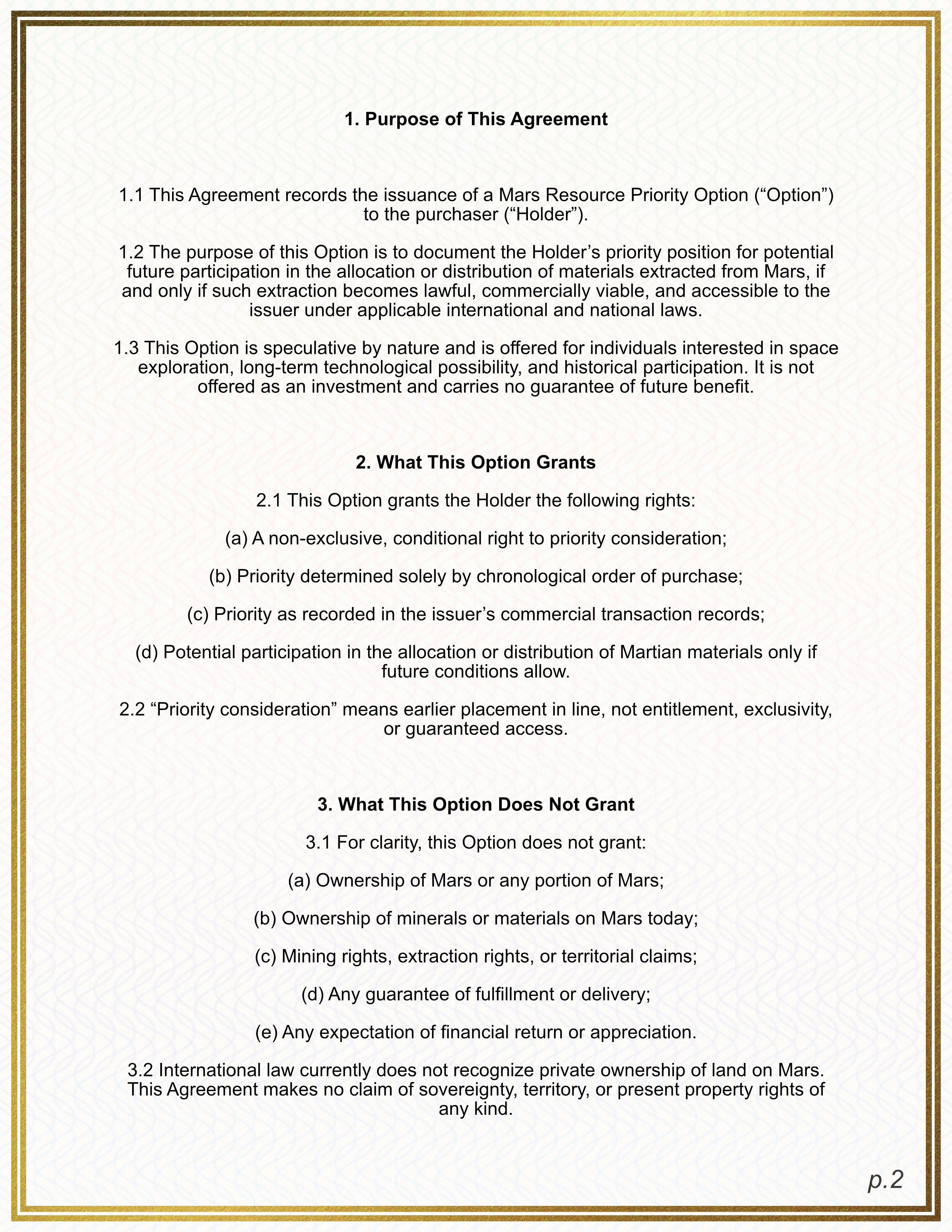 Mars Options Certificate (Download In Description)