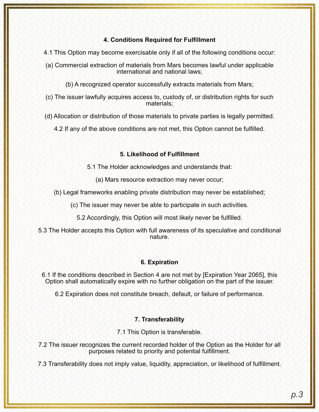 Mars Options Certificate (Download In Description)