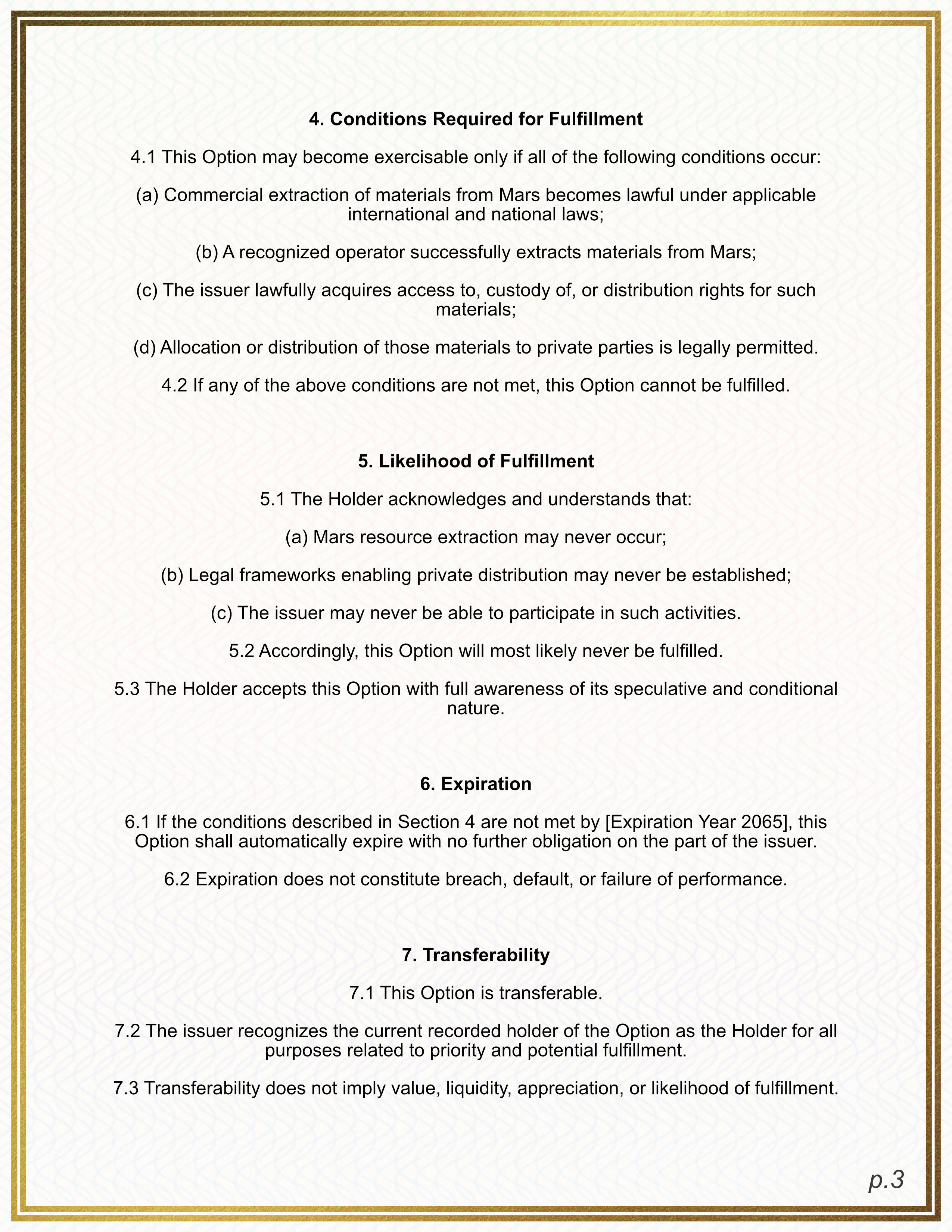 Mars Options Certificate (Download In Description)